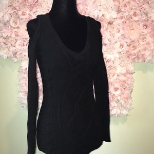 Arden b black cold shoulder sweater
